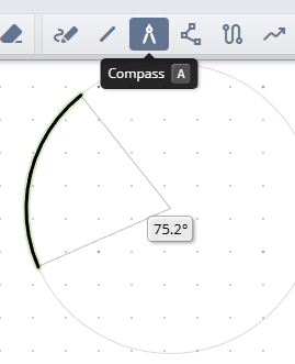 Compass tool used for drawing an arc