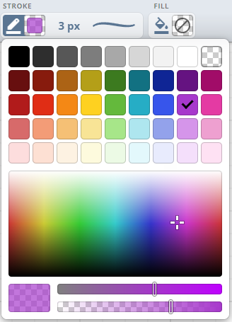 Color picker for selecting stroke and fill colors