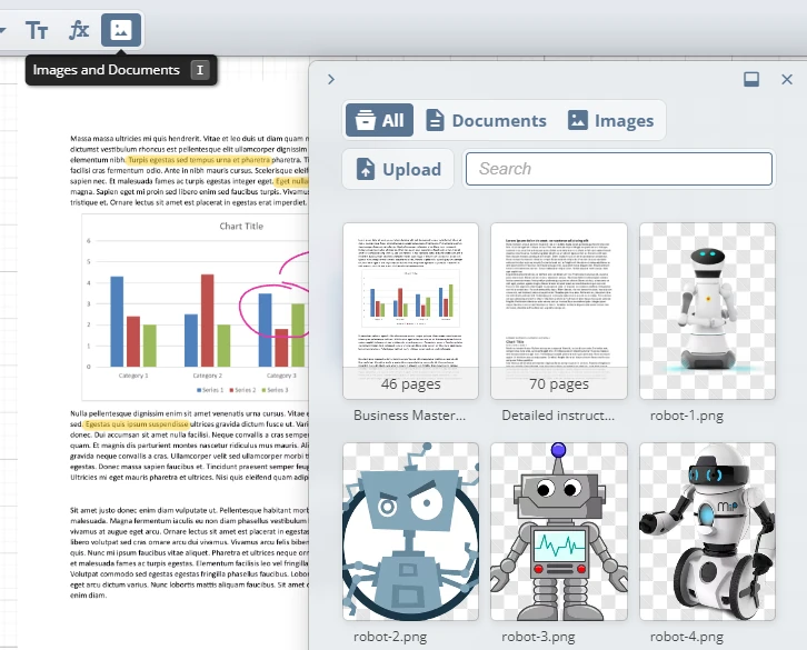 The Files Panel displaying various uploaded files