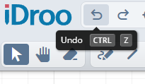 History navigation showing undo and redo options in the toolbar for revisiting previous actions on the board