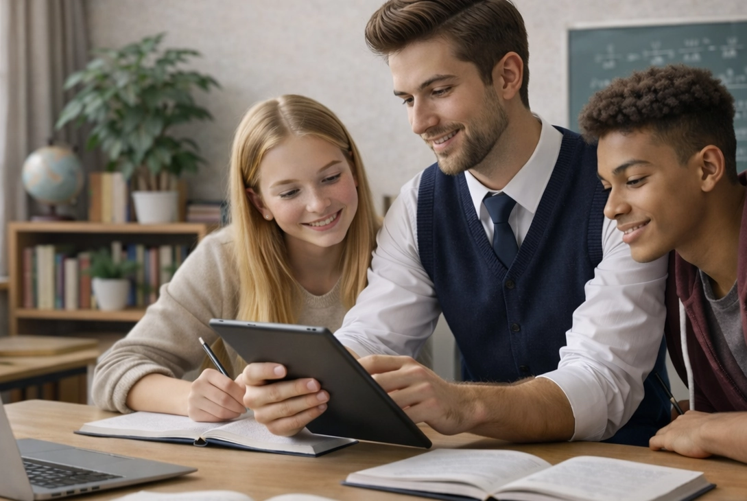 Вчитель працює з двома учнями