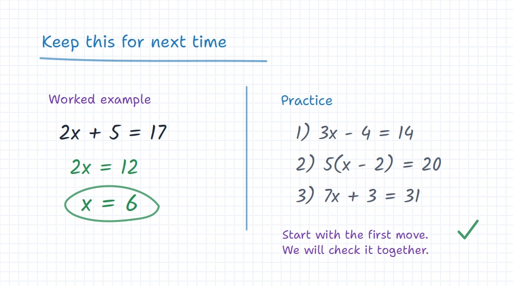 iDroo board with worked examples and practice notes saved for the next lesson