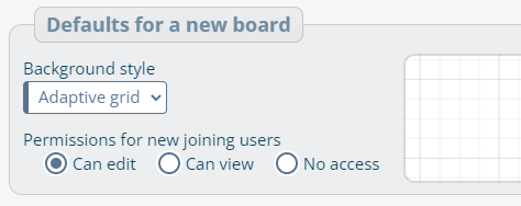 Default settings for a new board in Preferences