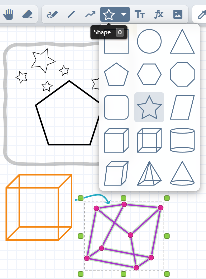 Inserting geometric shapes using the shapes tool